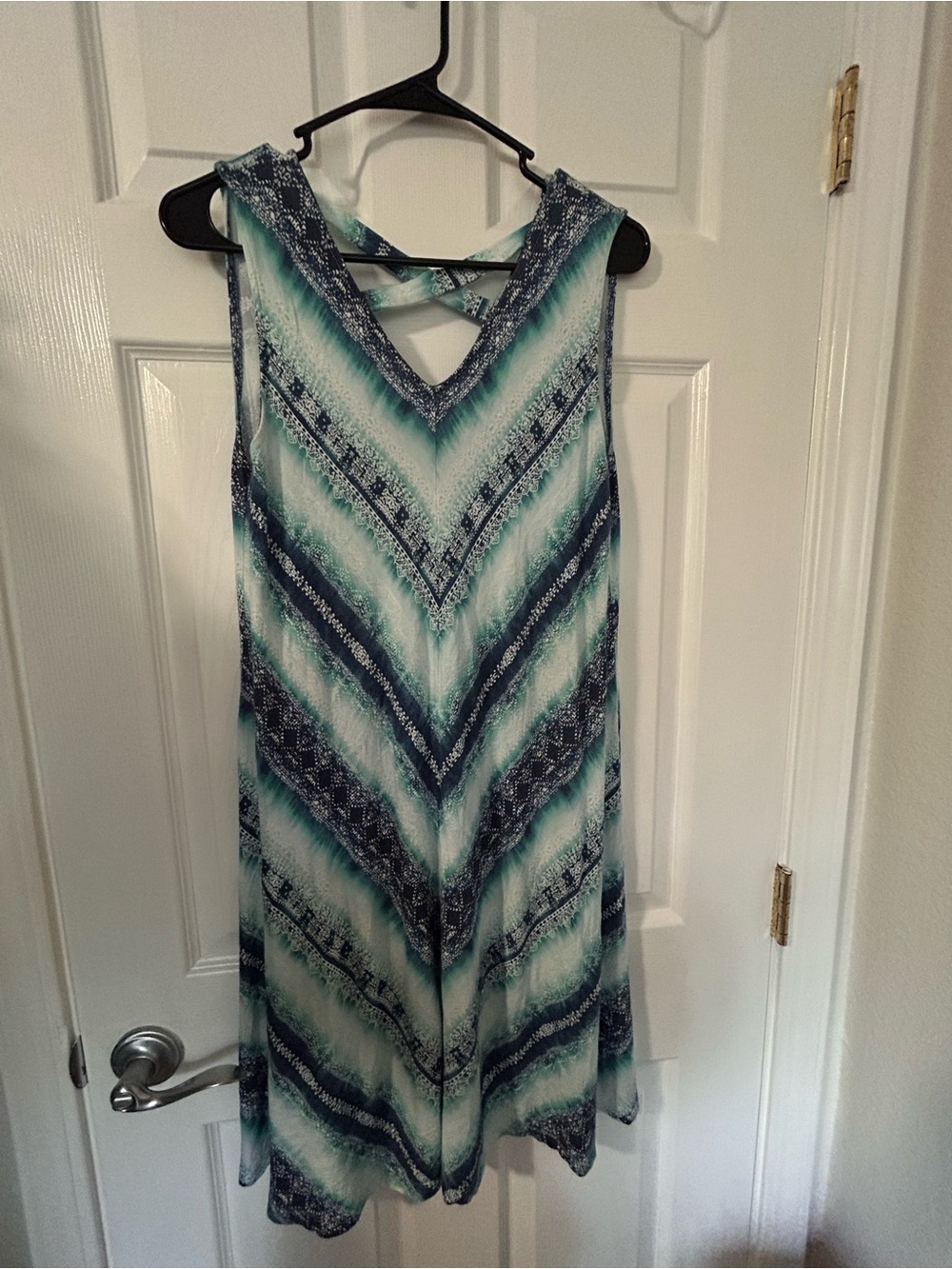 Style & Co. Chevron Midi Dress in Teal, Navy, and White